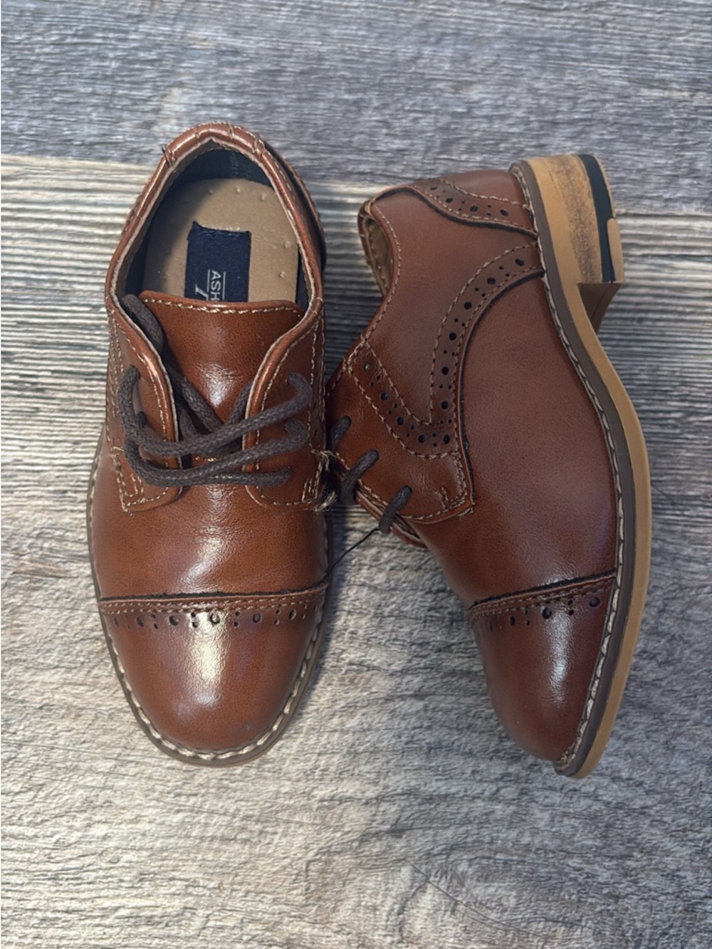 Classic Brown Leather Wingtip Baby Shoes